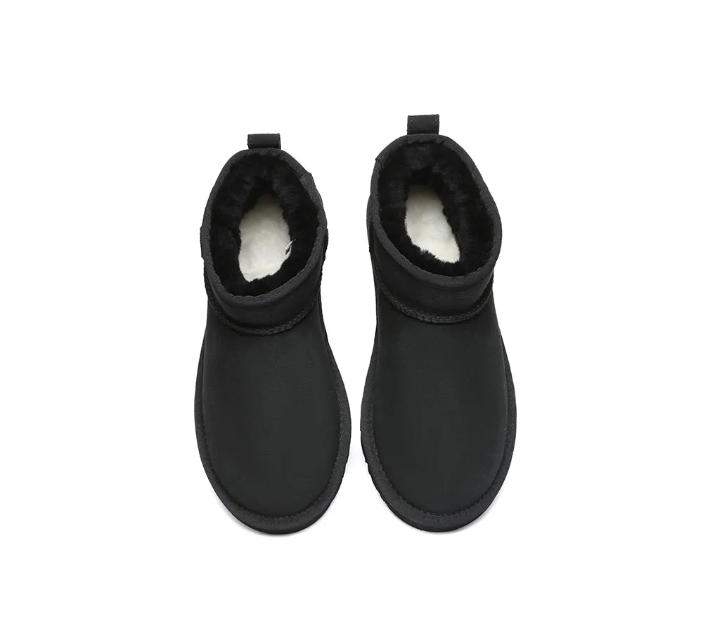 Double Faced Sheepskin Wool Ankle Mini Boots Jade