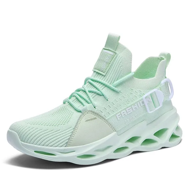 Fashion Women Breathable Couple Shoes Male Vulcanize Mesh Slip- Flat-Soled Walking Sneakers Casual Lace-up Shoes Large Size36-46
