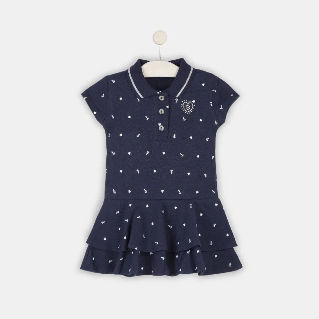 Girls Navy Printed Polo Dress
