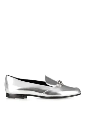 GUCCI METALLIC SILVER HORSEBIT LOAFERS