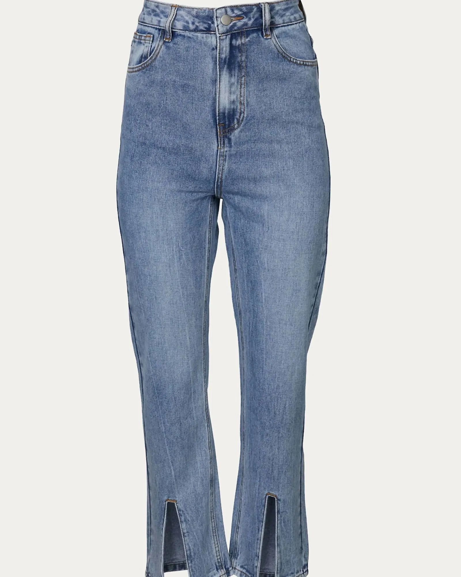 High-Rise Split Hem Jeans in Blue | Blue