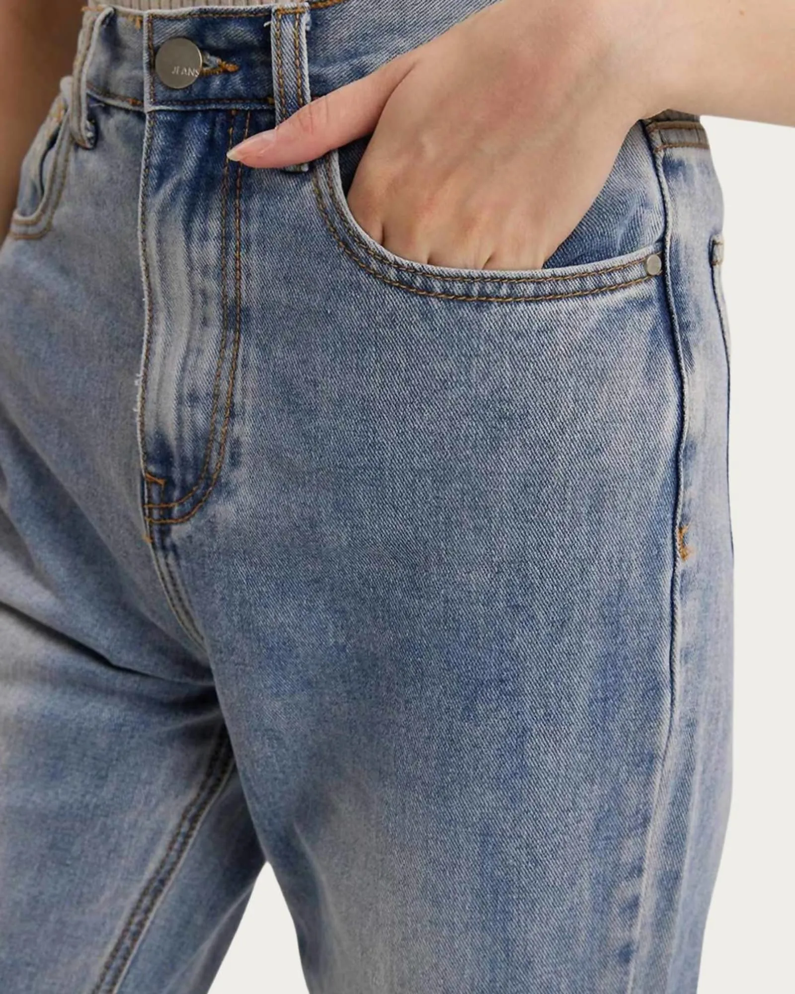 High-Rise Split Hem Jeans in Blue | Blue