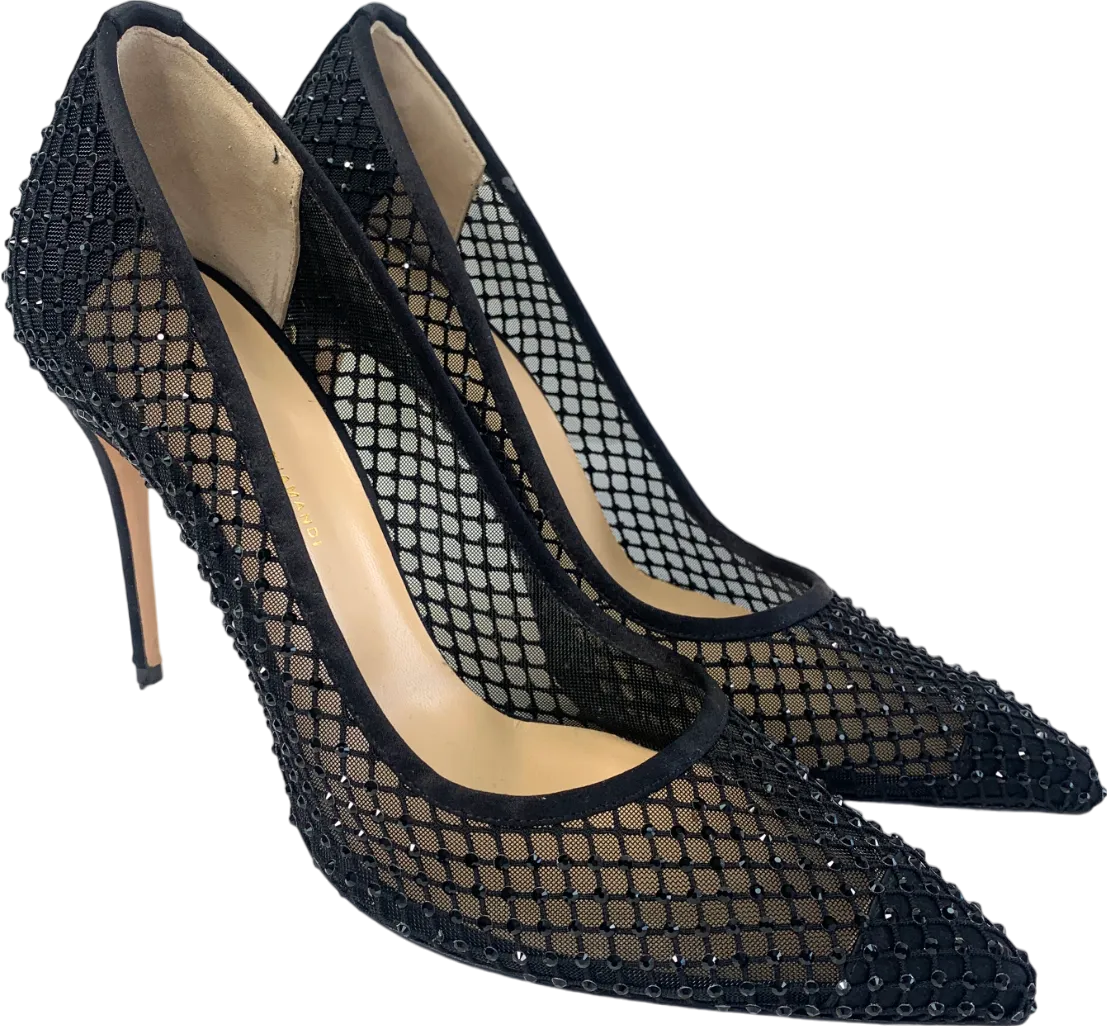 Jennifer Chamandi Black Crystal-embellished Lorenzo Pumps 105 UK 7 EU 40 