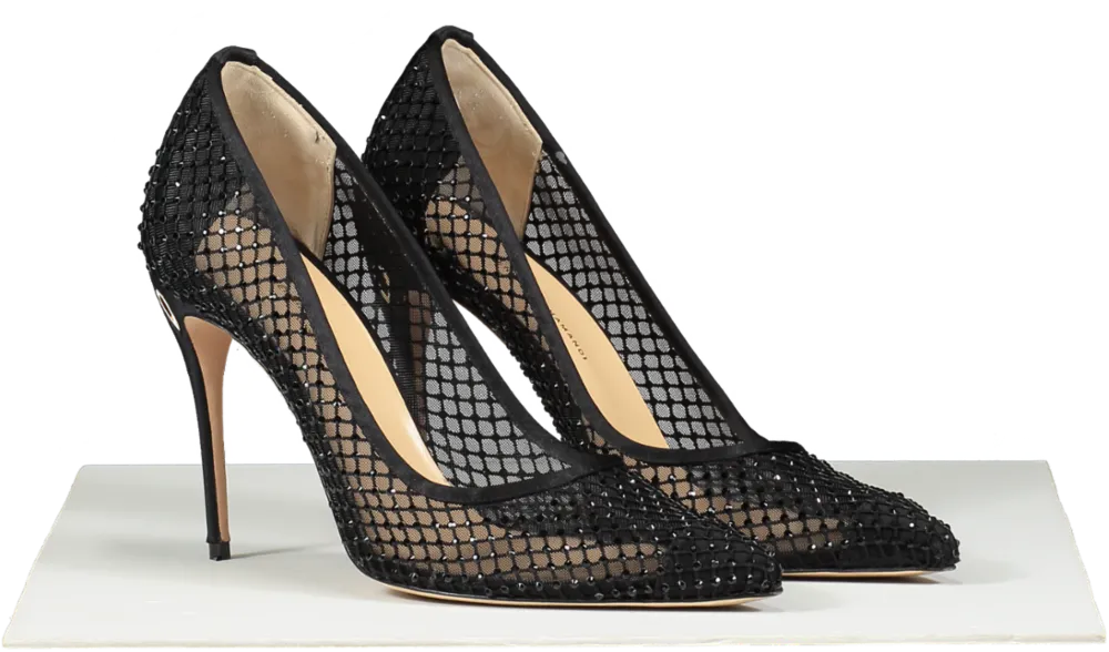 Jennifer Chamandi Black Crystal-embellished Lorenzo Pumps 105 UK 7 EU 40 