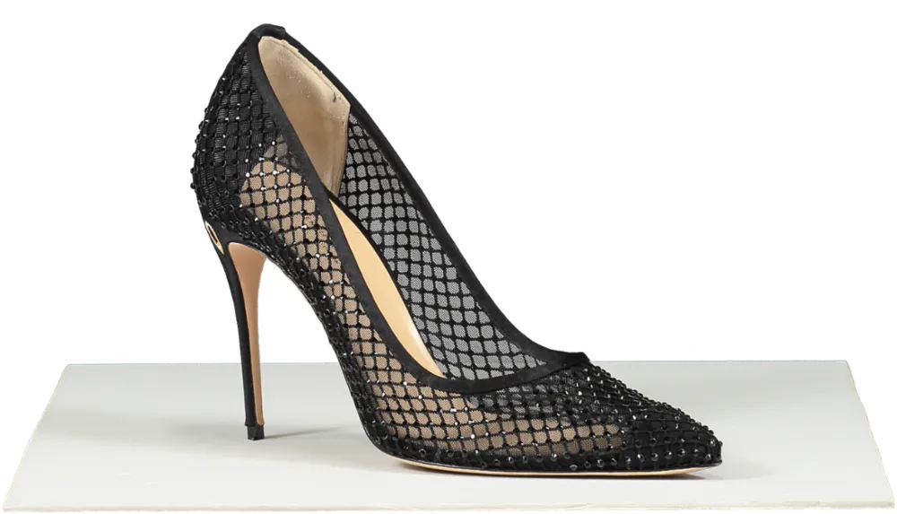 Jennifer Chamandi Black Crystal-embellished Lorenzo Pumps 105 UK 7 EU 40 