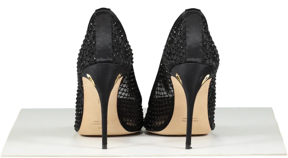 Jennifer Chamandi Black Crystal-embellished Lorenzo Pumps 105 UK 7 EU 40 