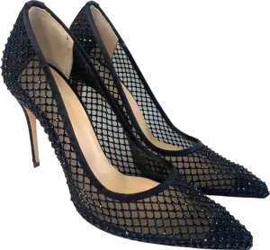 Jennifer Chamandi Black Crystal-embellished Lorenzo Pumps 105 UK 7 EU 40 