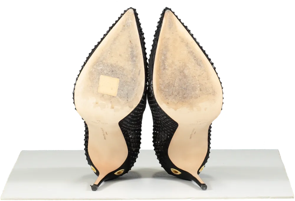 Jennifer Chamandi Black Crystal-embellished Lorenzo Pumps 105 UK 7 EU 40 