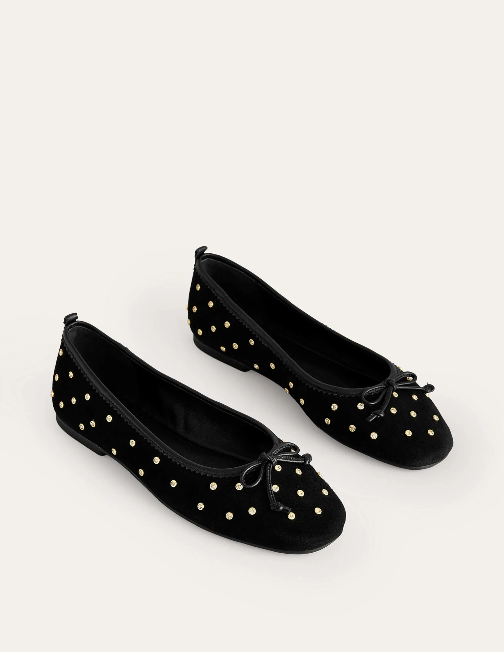 Kitty Flexi Sole Ballet Pumps-Crystal Black Suede