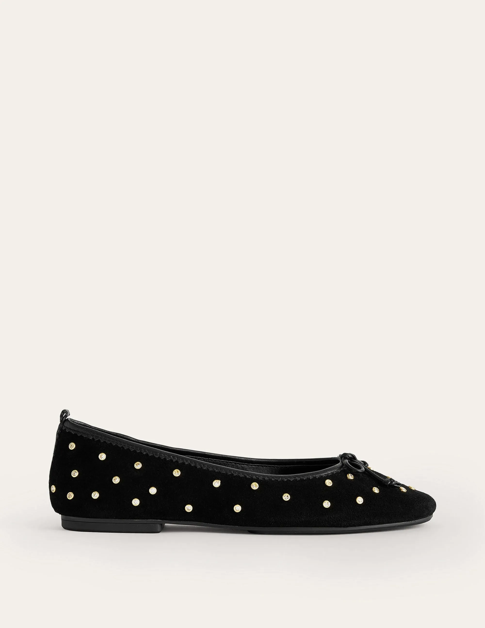 Kitty Flexi Sole Ballet Pumps-Crystal Black Suede