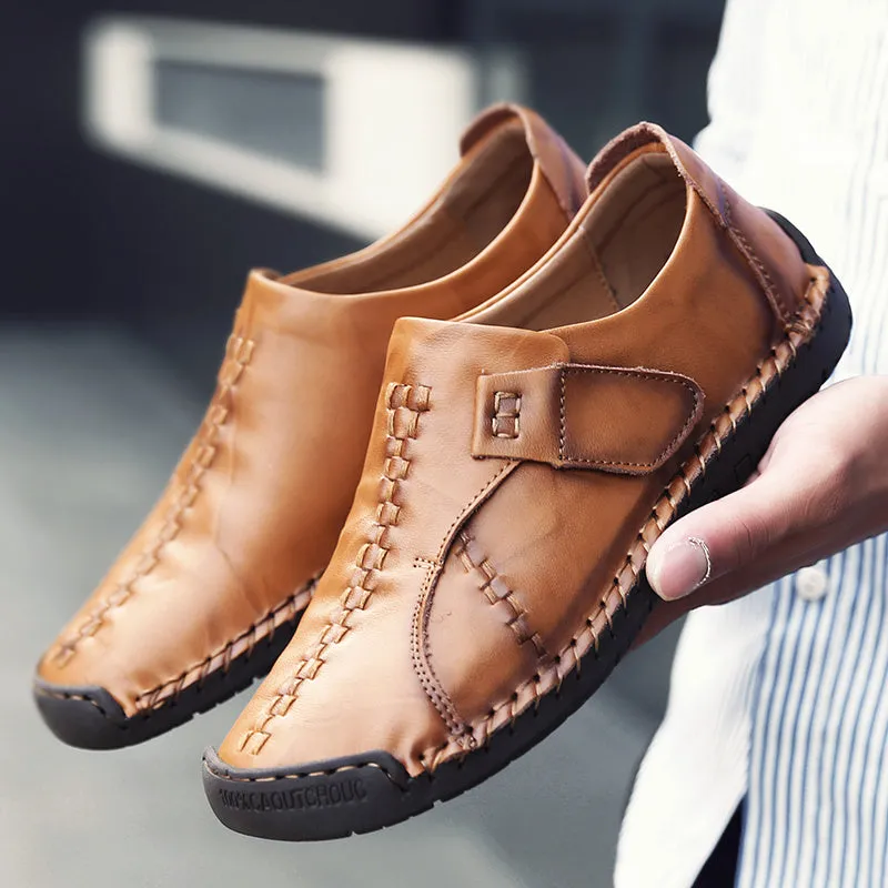 Leather Men Casual Shoes Handmade Moccasins Luxury Brand Rubber Sole Mens Loafers