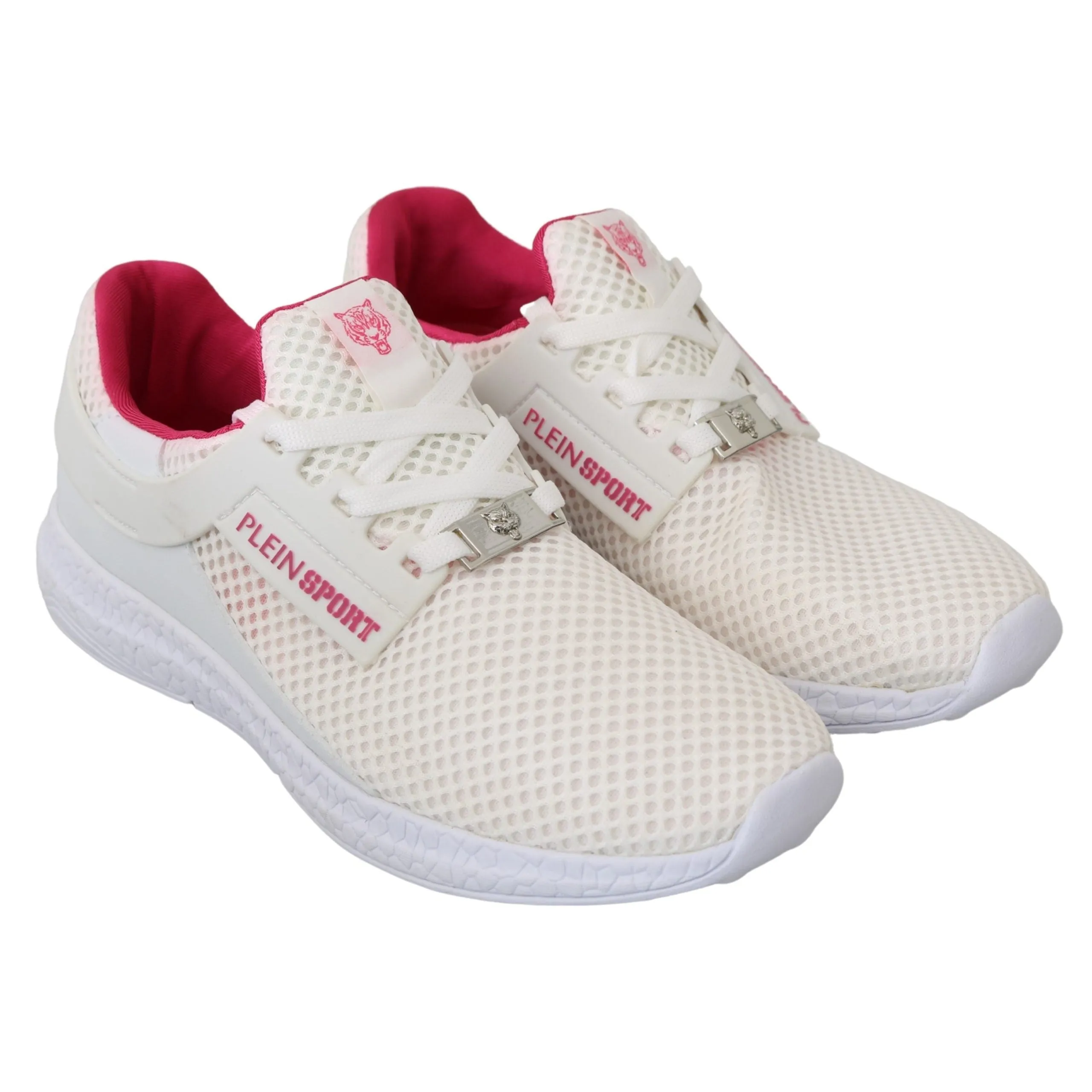 Philipp Plein Chic White Becky Sneakers with Pink Accents