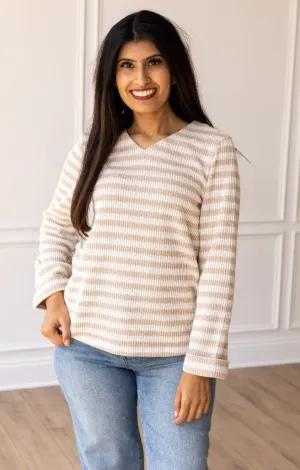 Pretty Idea Tan Stripe Sweater