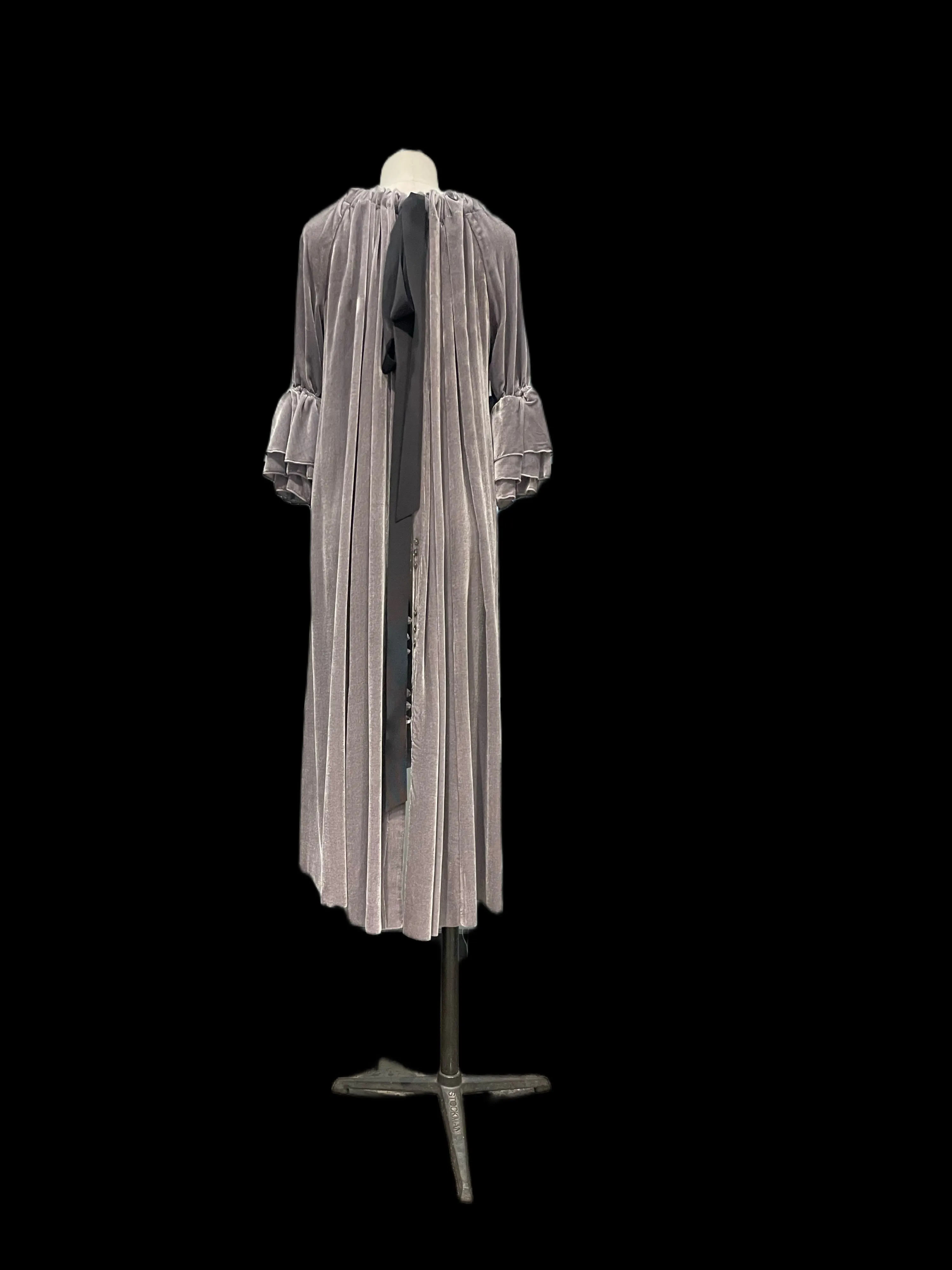 Silk velvet button back dress