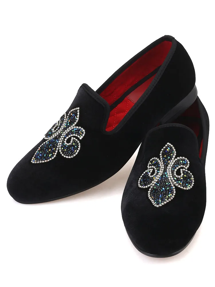 Spring and autumn shiny hot diamond loafers, fashionable and casual velvet men's shoes, European and American formal wedding shoes, smoking shoes