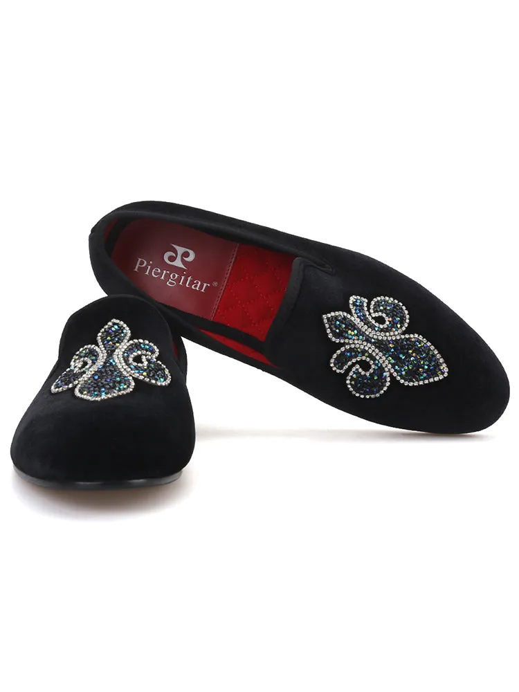 Spring and autumn shiny hot diamond loafers, fashionable and casual velvet men's shoes, European and American formal wedding shoes, smoking shoes