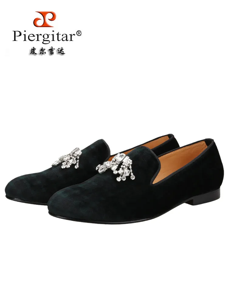 Spring and summer new imported fabric men's velvet slippers British style wedding party slip-on loafers for men