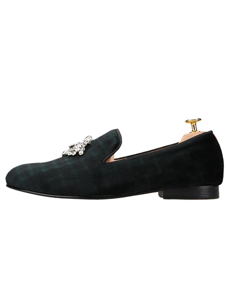 Spring and summer new imported fabric men's velvet slippers British style wedding party slip-on loafers for men