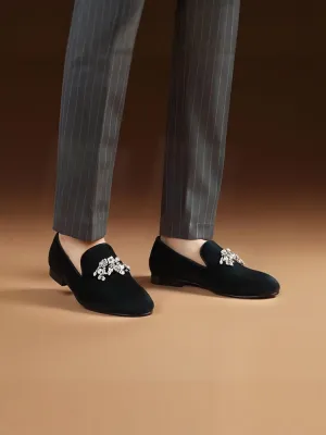 Spring and summer new imported fabric men's velvet slippers British style wedding party slip-on loafers for men
