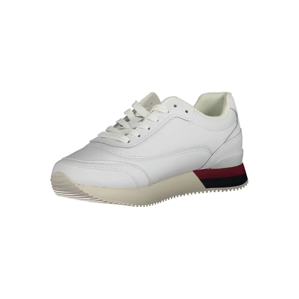 Tommy Hilfiger Chic White Lace-Up Sneakers with Logo Detail