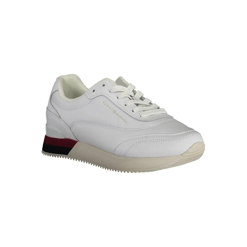 Tommy Hilfiger Chic White Lace-Up Sneakers with Logo Detail