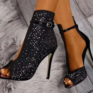 Women Pumps Ankle Crystal Sandals