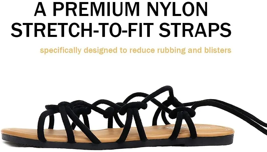 Women's Open Toe Lace Up Gladiator Flat SandalsSlip on Roman Sandals